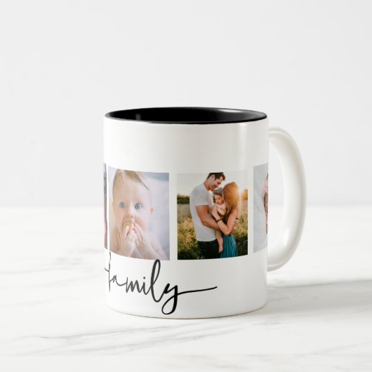 aangepaste collage voor fotofamilie 5 tweekleurige koffiemok (Voorkant rechts)