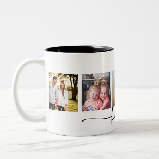 aangepaste collage voor fotofamilie 5 tweekleurige koffiemok (Links)