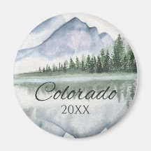 Aangepaste Colorado-waterverfbergmeertjesbomen
