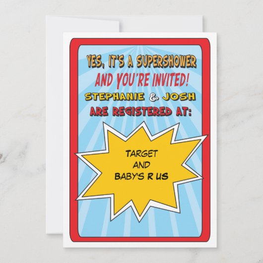 Aangepaste Comic Book Baby Shower Uitnodigingen (Achterkant)