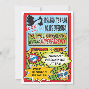 Aangepaste Comic Book Baby Shower Uitnodigingen