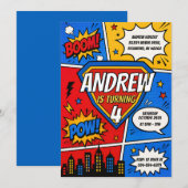 Aangepaste Comic Book Hero Verjaardagsfeestje Kaart (Voorkant / Achterkant)