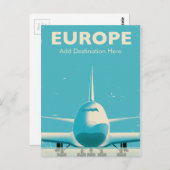 Aangepaste commerciële luchtlijnbestemming Europa Briefkaart (Voorkant / Achterkant)