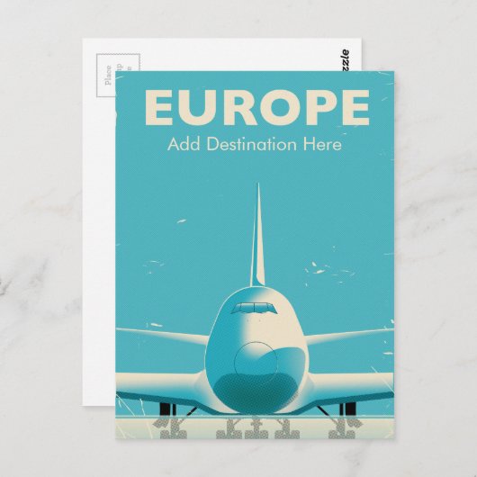Aangepaste commerciële luchtlijnbestemming Europa Briefkaart (Voorkant / Achterkant)