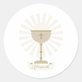 Aangepaste Communie Gouden Kelk Ronde Sticker (Voorkant)