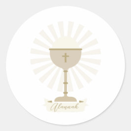 Aangepaste Communie Gouden Kelk Ronde Sticker