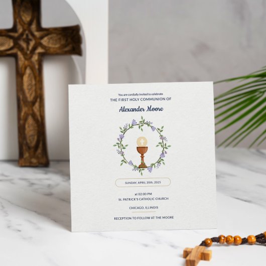 Aangepaste communie uitnodigen - Krans & Kelk Ontw Kaart