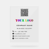Aangepaste Company Logo Tekst en QR Code Acryl Sig Bord (Voorkant)
