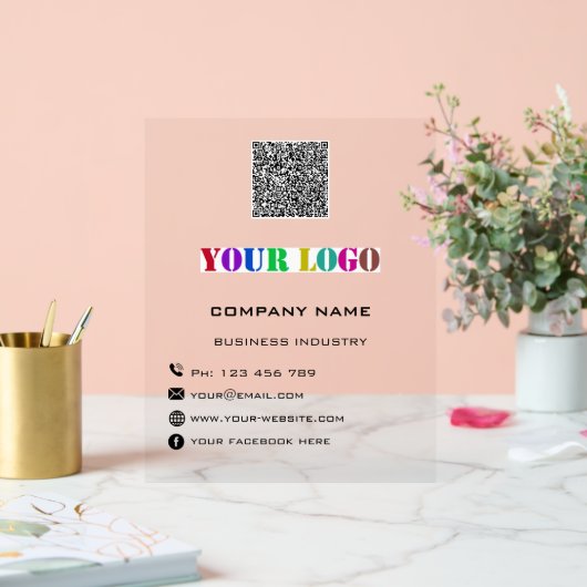 Aangepaste Company Logo Tekst en QR Code Acryl Sig Bord (Huwelijk)
