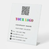 Aangepaste Company Logo Tekst en QR Code Pedestal  Reclamebord Met Voetstuk (Voorkant)