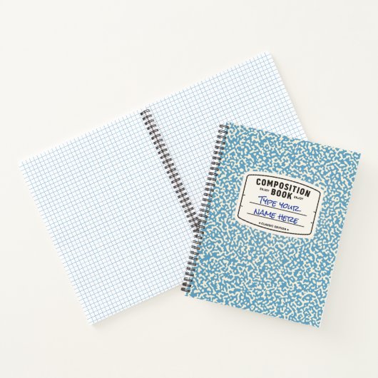 Aangepaste Compositie Notitieboek Blauw met Label (Binnen)