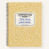Aangepaste Compositie Notitieboek Geel met Label (Voorkant)
