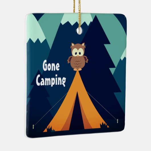 Aangepaste computercampagne ~Tent and Owl Kerstmis Keramisch Ornament (Rechts)