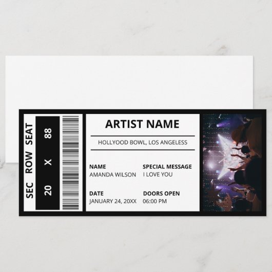 Aangepaste Concert Ticket Gift Idee DIY Event Tick Kaart (Voorkant / Achterkant)