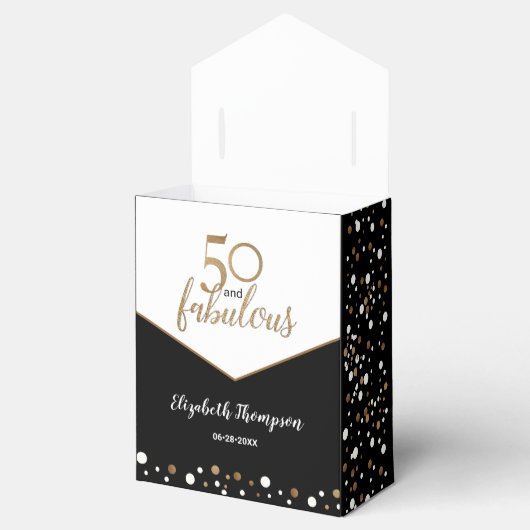 Aangepaste Confetti 50 en geweldige Birthday Gold Bedankdoosjes (Geopend)