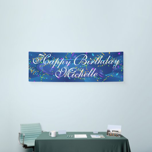 Aangepaste Confetti Happy Birthday Name Banner (Beurs)