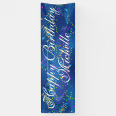 Aangepaste Confetti Happy Birthday Name Banner (Verticaal)