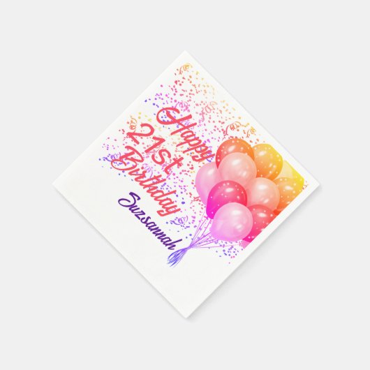 Aangepaste Confetti speciale locatie met ballonnen Servet (Hoek)