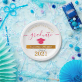 Aangepaste congraties Afstuderen Hot Pink/Gold Par Papieren Bordje (Feest)