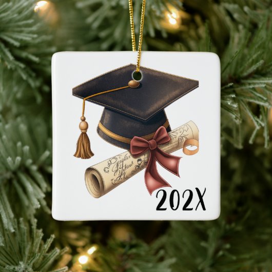 Aangepaste Congrats Afstudeercadeau Kerst Keramisch Ornament (Boom)