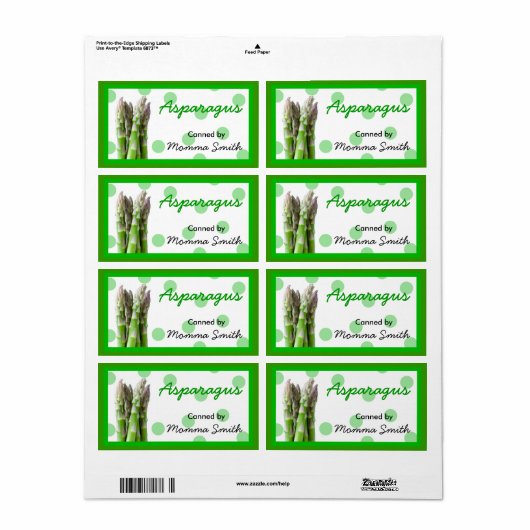 Aangepaste conservenetiketten voor asperges etiket (Full Sheet)