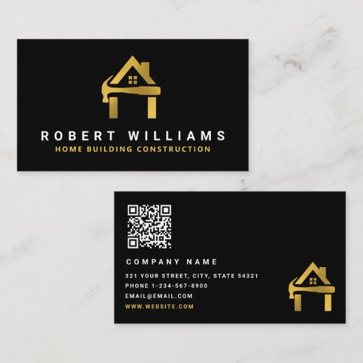 Aangepaste constructie Black Gold Home Building Lu Visitekaartje (Voorkant / Achterkant)