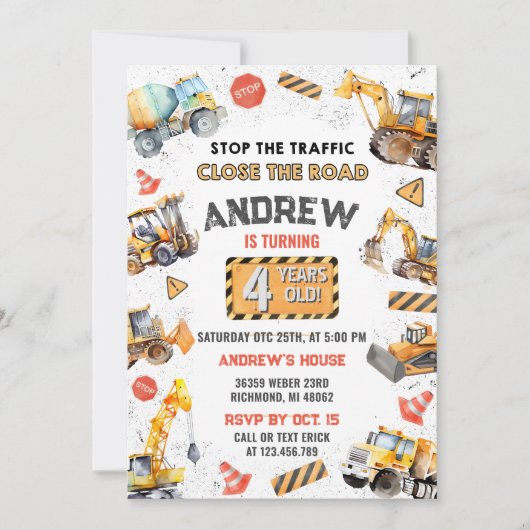Aangepaste constructie Dump Truck Verjaardagsfeest Kaart (Voorkant)