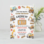 Aangepaste constructie Dump Truck Verjaardagsfeest Kaart (Staand voorkant)