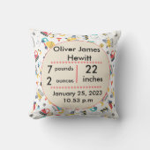 Aangepaste constructie geboortestatistieken kussen (Voorkant)