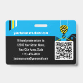 Aangepaste constructie-ID-werk-QR-code blauw zwart Badge (Achterkant)