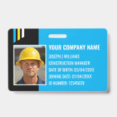 Aangepaste constructie-ID-werk-QR-code blauw zwart Badge (Voorzijde)