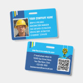 Aangepaste constructie-ID-werk-QR-code donkerblauw Badge (Voor- en achterkant)