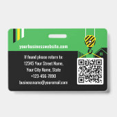 Aangepaste constructie ID Werk QR Code Groen Zwart Badge (Achterkant)