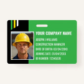 Aangepaste constructie ID werk QR Code Groen Zwart Badge (Voorkant)