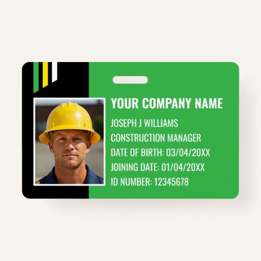 Aangepaste constructie ID werk QR Code Groen Zwart Badge (Voorkant)
