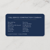 Aangepaste constructie & klusjesman Navy Blue Goud Visitekaartje (Achterkant)