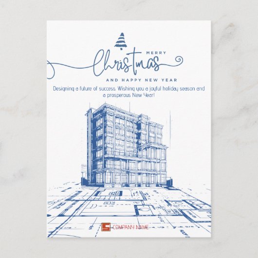 Aangepaste constructie & ontwerp, Architect blauwd Feestdagenkaart (Voorkant)