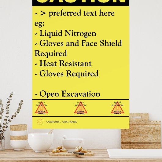 Aangepaste constructie Veiligheidswaarschuwing Med Poster (Keuken)