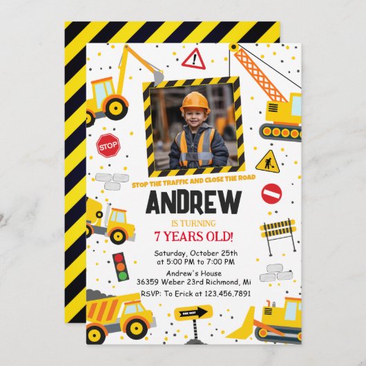 Aangepaste constructie Verjaardagsfeest met Afbeel Kaart (Voorkant / Achterkant)