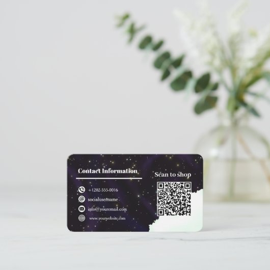 Aangepaste contactgegevens en QR-code voor startru Visitekaartje (Staand voorkant)