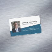 Aangepaste contactgegevens voor blauwe vastgoedmak magnetisch visitekaartje (Voorbeeld)