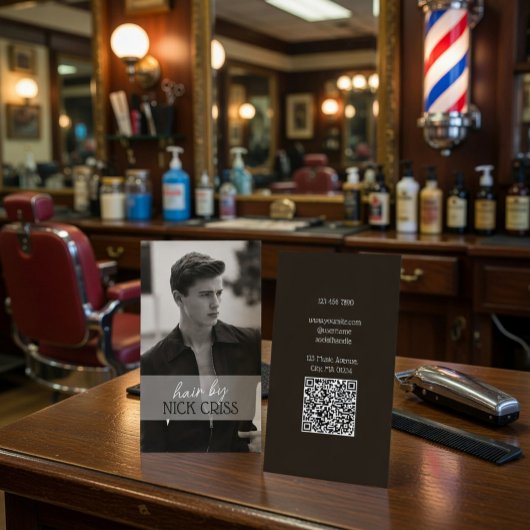 Aangepaste contactkaart voor kappers met QR-code Visitekaartje