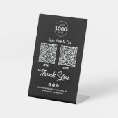 Aangepaste contactloze betaling QR-code zwart Reclamebord Met Voetstuk (Voorkant)