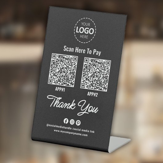 Aangepaste contactloze betaling QR-code zwart Reclamebord Met Voetstuk