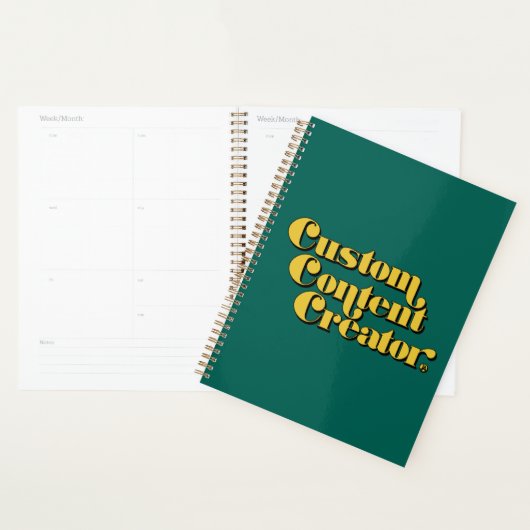 Aangepaste content creator retro groene tekst planner (Display)