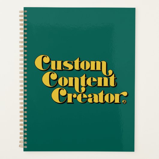 Aangepaste content creator retro groene tekst planner (Voorkant)