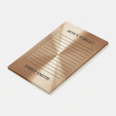 Aangepaste controlelijst met koperen metallische l post-it® notes (Schuin)