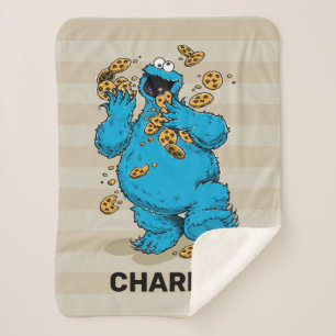 Aangepaste Cookie Monster Ontwikkeling Waterverf Sherpa Deken