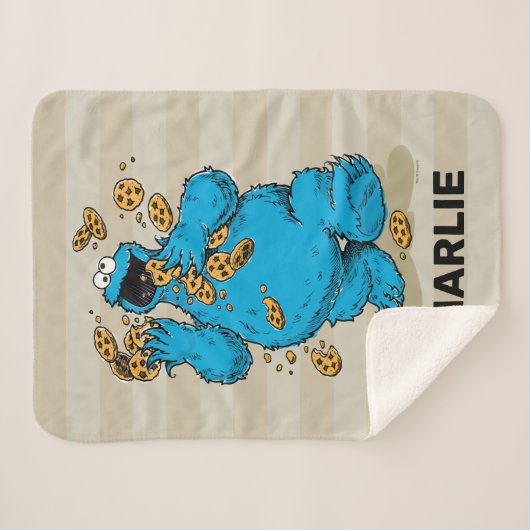 Aangepaste Cookie Monster | Ontwikkeling Waterverf Sherpa Deken (Voorkant (horizontaal))