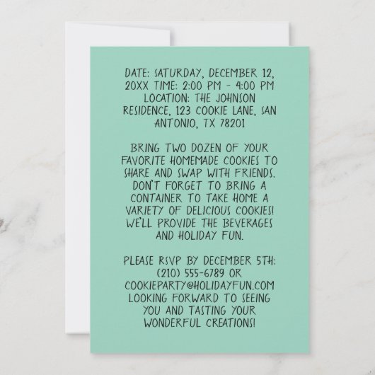 Aangepaste Cookie-uitwisseling Vakantiefeest Bewer Kaart (Achterkant)